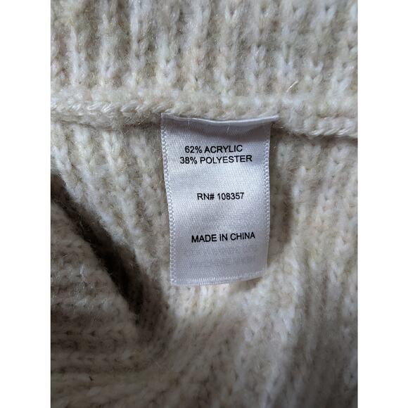 WORTHINGTON! OATMEAL & CREAM HORIZONTAL KNIT BELL SLEEVE SWEATER! SZ L - Picture 8 of 10